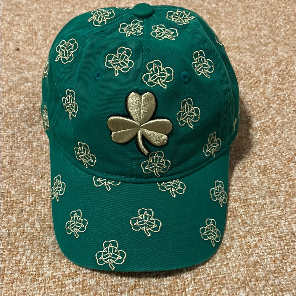 Boston Celtics Hat with Gold Shamrock Embroidery
